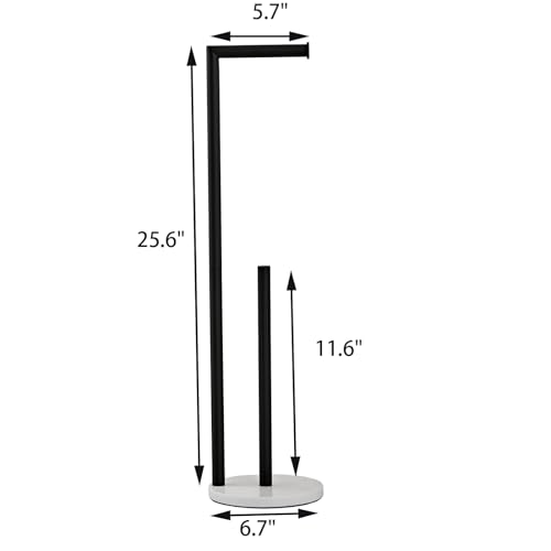 Marble Toilet Paper Holder Stand -Matte Black, Freestanding with Storage, Floor Stand, Silver Toilet Roll Holder, Standing Paper Towel Holder - color: Matte Black