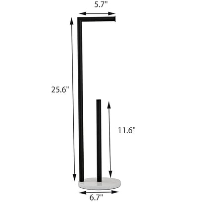 Marble Toilet Paper Holder Stand -Matte Black, Freestanding with Storage, Floor Stand, Silver Toilet Roll Holder, Standing Paper Towel Holder - color: Matte Black