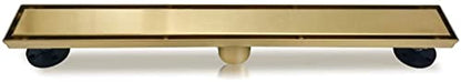 Neodrain 40" Gold Linear Shower Drain,2-in-1 Flat& Tile Insert Cover | 304 Stainless Steel,Fast Drainage, Durable,Rectangle Shower Floor Drain with Adjustable Feet,Hair Strainer,Fits Bathrooms - color: Golden, size: 40 In