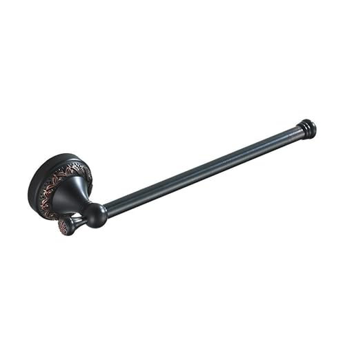 Oil Rubble Bronze Brass Bath Towel Holder Towel Rack, Wall Mounted Black Bathroom Hardware Accessories, Pattern Carving Design - color: Towel Holder