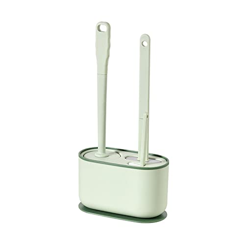 Toilet Brush,Toilet Bowl Brush and Holder with 3 Type Brush(Round Silicone Brush+Flat Silicone Brush+Slit Brush),Toilet Cleaner Brush Clean Every Corner of The Toilet Bathroom Cleaning Bowl Brush Kit - color: Green
