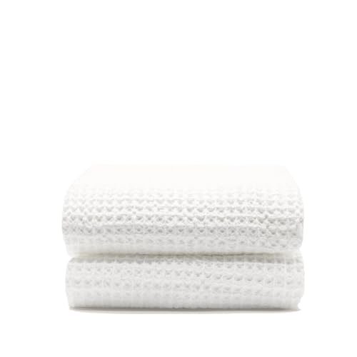 Sedona Waffle Bath Towels, 410 GSM 100% Cotton, Set of 2, Soft, Quick-Drying & Lightweight Waffle Weave Towels, White - color: White, style: Bath Towel (Set of 2)