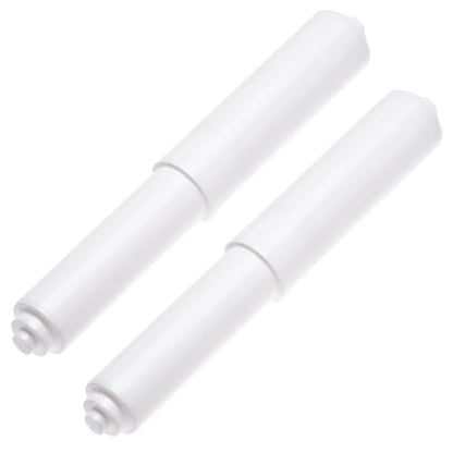 2 Pack White Toilet Paper Holder Spring Loaded Roller Replacement Rod | Universal fit for most toilet paper holders. Strong spring for secure hold. Easy snap-in installation.