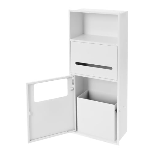 White Recessed Toilet Paper Holder, Shower Niche 304 Stainless Steel | Bathroom Trash Can Holder Cabinets, Wall-Inserted Niche Recessed Large Capacity 44Lbs for Bathroom Storage-11.02x5.31x27.56in - color: White