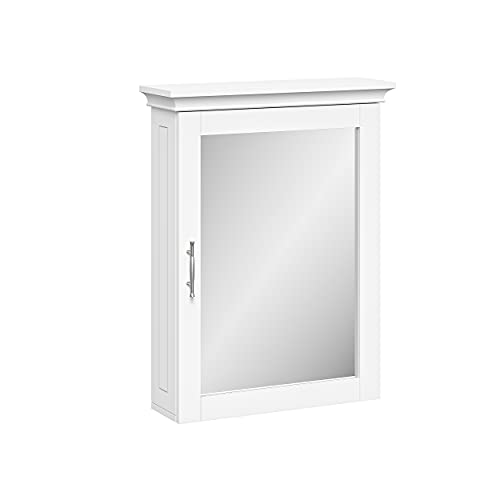 RiverRidge Somerset Bathroom Wall Mount Medicine Cabinet with Mirror, White | Bath Storage Cabinet with Adjustable Interior Shelf and Soft Close Hinges, Two-Tone Handles and Coved Top Detailing