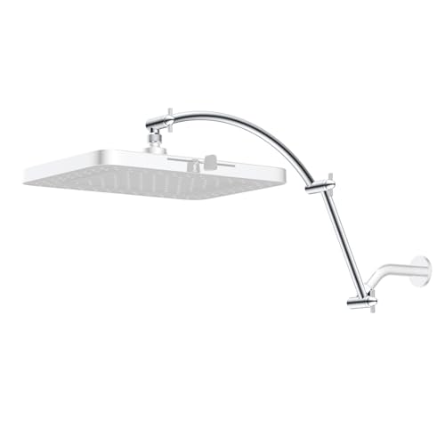 Hibbent All Metal 20'' Shower Head Extension Arm, Chrome | Solid Brass Adjustable Shower Arm with Lock Joint, Flexible Height & Angle, Universal Connection Shower Head Extender - color: Chrome, size: 20 Inch