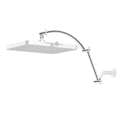 Hibbent All Metal 20'' Shower Head Extension Arm, Chrome | Solid Brass Adjustable Shower Arm with Lock Joint, Flexible Height & Angle, Universal Connection Shower Head Extender - color: Chrome, size: 20 Inch