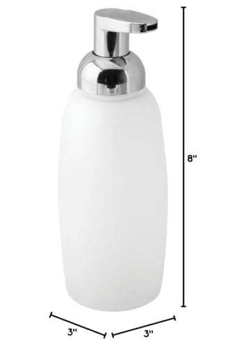 mDesign Refillable Glass Foaming Hand Soap Dispenser - Foam Soap Pump Bottle Container for Bathroom Counter Top - Decorative Foam Soap Dispenser - Malloy Collection - 2 Pack - Clear Frost/Chrome