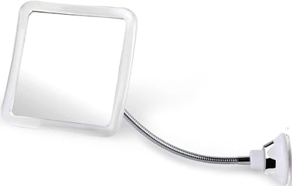 Anti Fog Flexible Gooseneck Shower Mirror, 6.3" x 6.3" | Fogless Shaving Mirror for Bathroom with Height Adjustable Gooseneck Extension, Upgraded Suction Cup & Shatterproof Surface