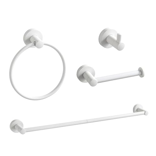 BGL Bathroom Accessories Set 4-Pieces White Zinc Alloy Wall Mounted Towel Racks for Bathroom - color: White, size: 4 PIECES
