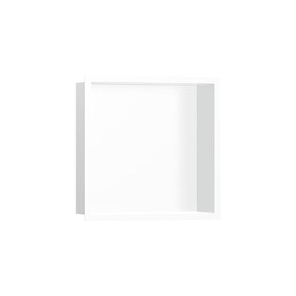 hansgrohe XtraStoris Individual Recessed Wall Niche Matte White with Design Frame 12"x 12"x 4" in Matte White, 56099700 - color: Matte White