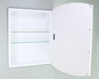 16x20 Harper Crescent Metal Framed Rectangle Recessed Bathroom Medicine Cabinet, Arced Mirror, 14x18 in-Wall Opening, Adjustable Glass Shelves, Magnet Close, White - color: White, size: 16x20