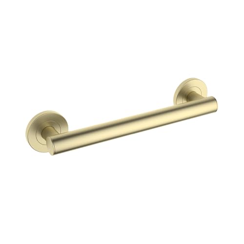 KIBI 12 Inch Brushed Gold Stainless Steel Bathroom Safety Grab Bar | Straight Shaped Grab Bar for Bathtubs and Showers, Shower Safety Grab Bars for Seniors, Wall Mounted Anti-Slip Support (KGB1112) - color: Brushed Gold