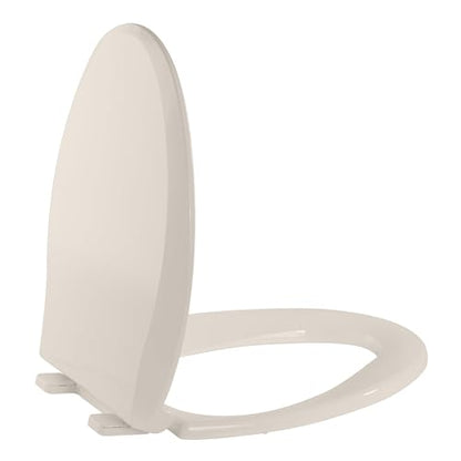 19" Elongated Toilet Seat Slow Close, Almond Color Polypropylene with Never-Loosen Durable Lid, Quiet Close and Easy to Install and Clean - color: Almond, Standard, size: Elongated (19″)