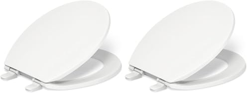 KOHLER 20111-0 Brevia, Slow Close Toilet Seat, Round Toilet Seat, Grip-Tight Bumpers Quick-Attach Hardware, White (Pack of 2) - size: Round (Pack of 2)