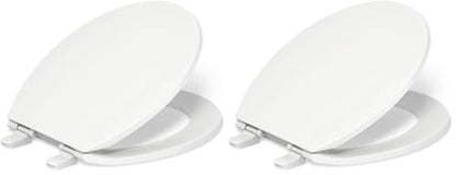 KOHLER 20111-0 Brevia, Slow Close Toilet Seat, Round Toilet Seat, Grip-Tight Bumpers Quick-Attach Hardware, White (Pack of 2) - size: Round (Pack of 2)
