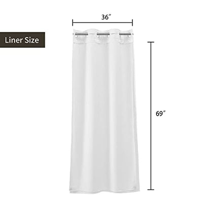 River Dream 36" W Stall Waffle No Hook Shower Curtain with Snap-in Liner,Cotton Blend Fabric Shower Curtain for Bathroom, White,36Wx74L