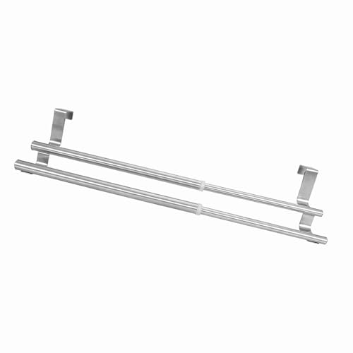 Stainless Steel Retractable Towel Rack – NoDrill Hanging Single Bar, 34cm, Fits Doors <1.9cm Thick (40cm Retractable Double Pole) - size: 40cm retractable double pole