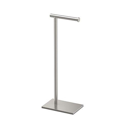 Gatco 1431SN Bathroom Toilet Paper Holder Stand, Freestanding Tissue Roll Holder, Weighted Base, Satin Nickel, 22.25 Inch, Modern Rectangle Base - color: Satin Nickel, 22.25"h