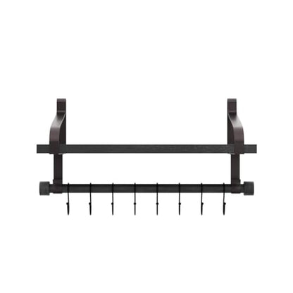 Love-KANKEI 17.3" Floating Wall Shelf Wood/Bracket,Coffee Bar,Black/Brown | Spice Rack,Towel Bar/8 Hooks,40 Lbs/shelf,Easy to Install,For Kitchen,Bathroom,Living Room,Bedroom,Office,Entryway Display - color: Black/Brown