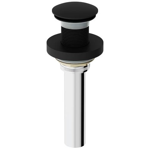 Vigo Bathroom Sink Pop Up Drain Without Overflow, Matte Black Drain Stopper with ClogFree QuickDrain Technology & Matching Mounting Ring - color: Matte Black