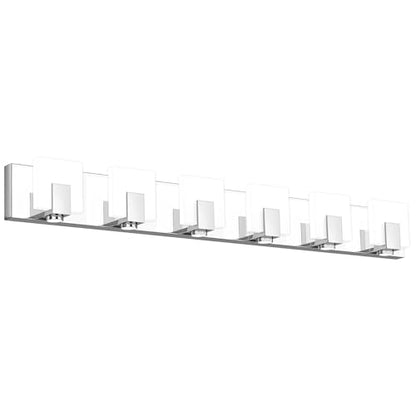 SOLFART Vanity Lighting Fixtures Stainless Steel Acrylic Chrome Vanity Lights Modern LED 6 Lights Bathroom Light - color: Chrome,Spotlight Model-6000K,100% Brightness, size: 6- Light,41Inch