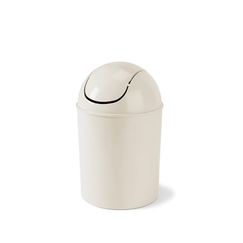 Umbra 1.25 Gallon Mini Waste Can with Removable Swing-Top Lid - Small Garbage Bin for Kitchen, Bathroom, Bedroom, Office - Compact Trash Can Fit Under Tables & Counters - Sand - color: Sand