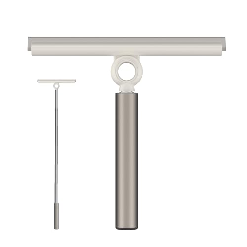 Extendable Shower Squeegee for Glass Doors, Shower Squeegee with 10-Inch Silicone Blade, Telescoping Handle for Windows and Shower Glass, Silver
