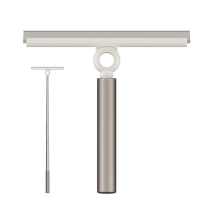 Extendable Shower Squeegee for Glass Doors, Shower Squeegee with 10-Inch Silicone Blade, Telescoping Handle for Windows and Shower Glass, Silver