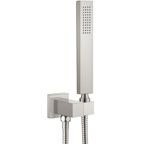 Heyalan Hand-held Shower Head Set-SUS304 Handheld Shower, Brushed Nickel | SUS304 stainless steel wand, straight-style design, single rain spray, 59-inch long hose and standard 1/2-inch connection - color: Brushed Nickel, style: Straight Style