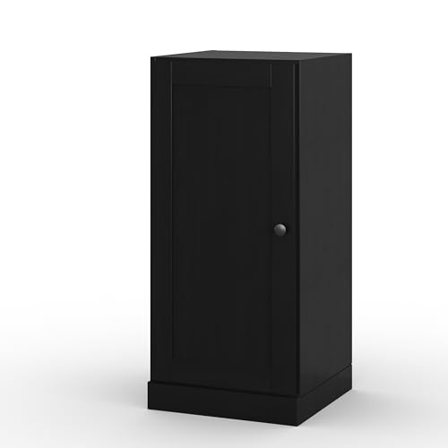 100% Solid Wood 16.5" Small Bathroom Cabinet, Shaker Wood Door, Black - color: Black, style: Shaker Door