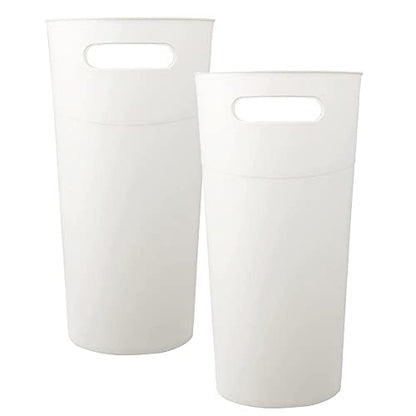 ROYFACC Small Trash Can Plastic Bathroom Wastebasket 3.2 Gallon Slim Garbage Container Bin with Handle for Home Kitchen Bathroom Bedroom Office, 2 Pack (White) - color: White