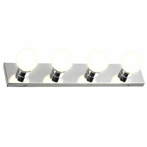 Design House Vanity Lighting, Steel Construction, 4 Vanity Lights, Dimmable, Uses Four 60W Bulbs, Polished Chrome, 24.0 in. W x 4.3 in. H x 2.0 in. D, 500892 - color: Polished Chrome