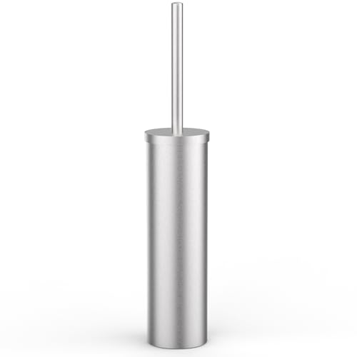 Stainless Steel Toilet Brush and Holder Set Brushed Silver Heavy Duty Toilet Bowl Brush with Long Handle for Bathroom and Farmhouse (Silver) - color: Sliver