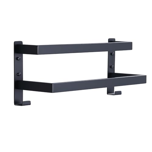 Double Towel Bar Towel Racks for Bathroom, Bath Towel Holders Wall Mount, Stainless Steel Towels Shelves Towel Rail, 2-Tiers (Matte Black, 20 Inches) - color: Matte Black, size: 20 Inches