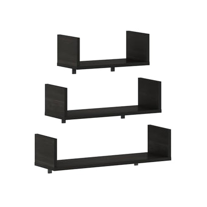 U-Shape Set of 3 Rectangular Wall Mounted Shelves, Wall Shelf Set with 11.7 x 15.7 x 18.9 Width, Floating Shelves for Wall, for Home Office, Living Room, Bathroom, Espresso - color: Espresso