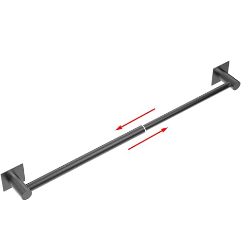 Towel Bar, Self-Adhesive Towel Racks for Bathroom, Matte Black | Adjustable 13 to 23.6 Inch Stick on Towel Rod, 304 Stainless Steel Towel Holder, Rustproof, Square Base, No Drill, Modern - color: Matte Black, size: Self-Adhesive