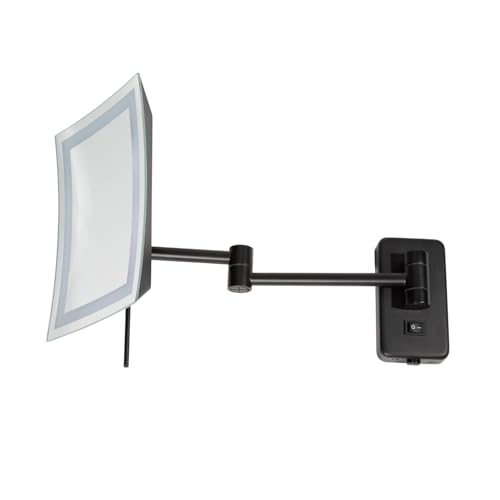 JERDON Hardwired Wall-Mount Makeup Mirror - 5X/1X - Black - JRT710BKLD | 6.5" x 9" Rectangular Frame, LED Lighting, Direct Wire Install - color: Black Direct Wire