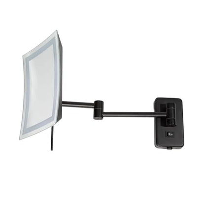 JERDON Hardwired Wall-Mount Makeup Mirror - 5X/1X - Black - JRT710BKLD | 6.5" x 9" Rectangular Frame, LED Lighting, Direct Wire Install - color: Black Direct Wire