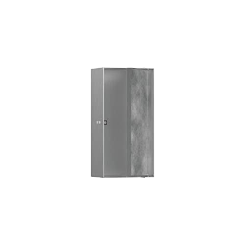 hansgrohe XtraStoris Rock Recessed Wall Niche with Tileable Door 12"x 6"x 4" in Brushed Stainless Steel, 56082800 - color: Brushed Stainless Steel, size: 12"x 6"x 4"