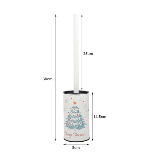 Toilet Brush and Holder Set, Stainless Steel, Round Base and Long Handle for Bathroom Deep Cleaning, Drip-Proof, Space Saving for Storag - color: Christmas Tree