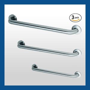 Prestige Commercial Grab Bar Bundle 3-Pack 1.5in Dia 18/36/42in ADA | Satin-Finish Stainless Steel; 1.5in Diameter; lengths 18/36/42in; 3-piece assortment; ADA compliant - style: 3 Piece Assortment New