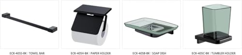 ECKOREA® Matte Black Tumbler Holder ECK-405C-BK, Tumbler Included, Durable Zinc Alloy, Wall-Mounted, Screw-in - size: ECK-405C-BK