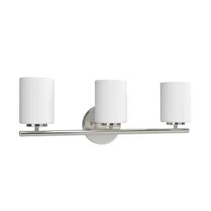 Replay Collection 3-Light Etched White Glass Modern Bath Vanity Light Brushed Nickel - color: Brushed Nickel, size: 3-Light