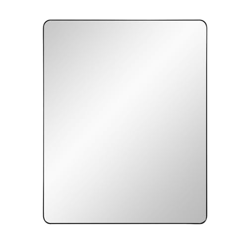 Black Bathroom Mirror Medicine Cabinet with Round Corner Framed Door 24 x 30 inch, Recessed or Surface Mount, with Adjustable Glass Shelves - size: 24 x 30 inch