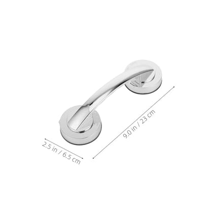 2pcs Suction Cup Grab Bars for Bathroom Safety – Thickened Large Silver Portable Support Handles with Strong Adhesive, Removable Non-Drill Shower Handrails for Seniors and Elderly