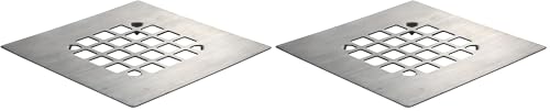 Danco 11045 Snap-in Shower Strainer & Drain Cover, Brushed Nickel (Pack of 2) - color: Brushed Nickel, size: Square [Pack of 2], style: Shower