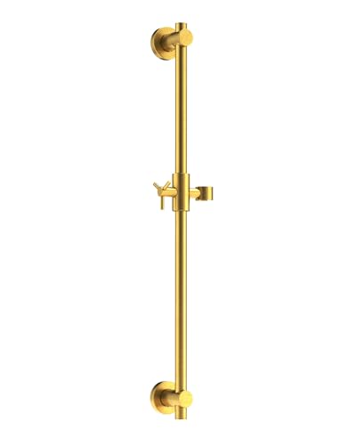 HammerHead Showers® Solid Metal 27.5 Inch Shower Slide Bar for Hand Held Shower Heads, Brushed Gold | Adjustable Height Showerhead with Hose Rail System | Easily Adjust Height & Angle of Handshower - color: Brushed Gold
