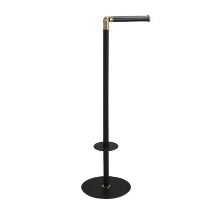 Black 3-Roll Tissue Holder, Weighted Base, Swivel Arm & Tray Black - color: Black Gold