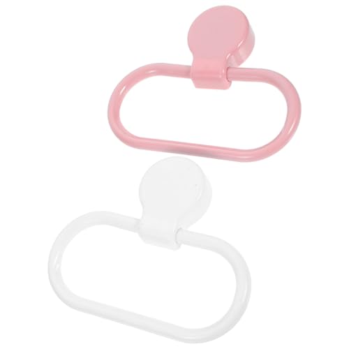 LALAFINA 2pcs Self-Adhesive Plastic Towel Ring Hand Towel Holder for Bathroom and Kitchen No-Drill Mounting Bathroom Hardware